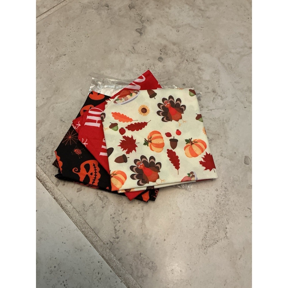 3 Holiday Dog/Pet neckerchiefs/ Bibs Halloween Christmas Thanksgiving Large NWT